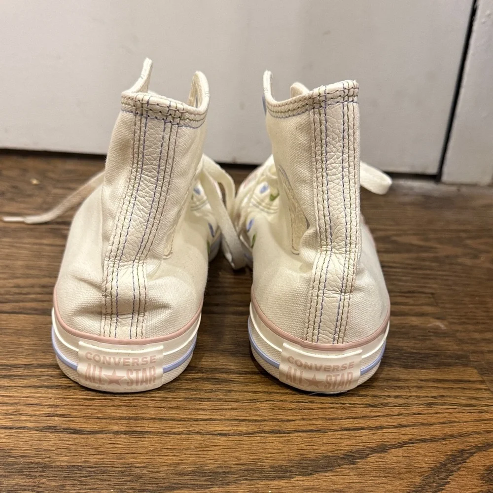 Converse Cream High-Top Sneakers with Multicolor Eyelets - Picture 6 of 7
